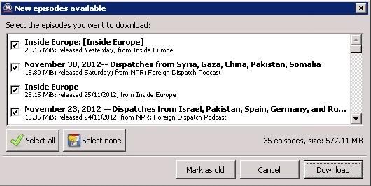 No download folder selected